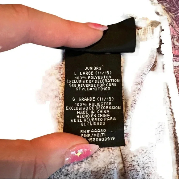 Vintage No Boundaries Baby Doll Bell Sleeve Top Size 11/13 Y2K FAIRYCORE PAISLEY - Picture 5 of 6